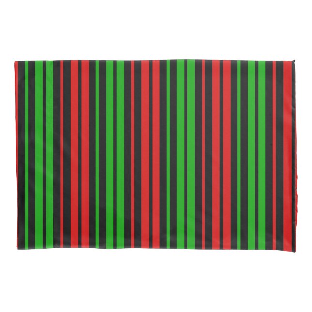 Black Red Green Stripes Pattern   Pillow Case (Front)