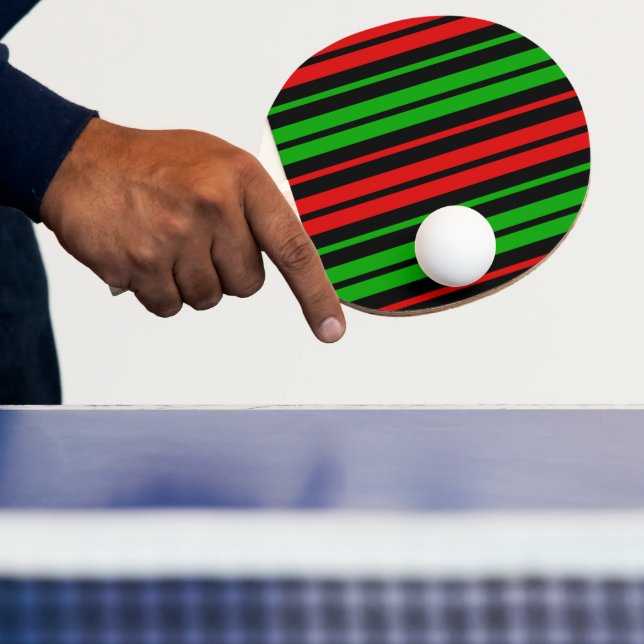 Black Red Green Stripes Pattern   Ping Pong Paddle (Insitu)