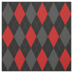 Black Red Grey Argyle Pattern Fabric