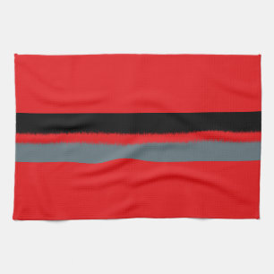 Black Red Grey Gray Stripes Towel