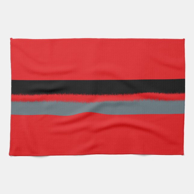 Black Red Grey Gray Stripes Towel (Horizontal)