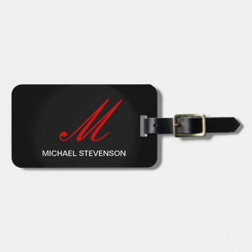 Black Red Grey Monogram Customize Name Bag Tag