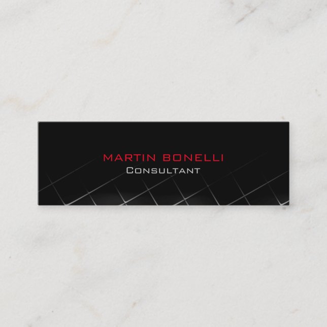 Black Red Grey Pattern Slim Clear Business Card (Front)