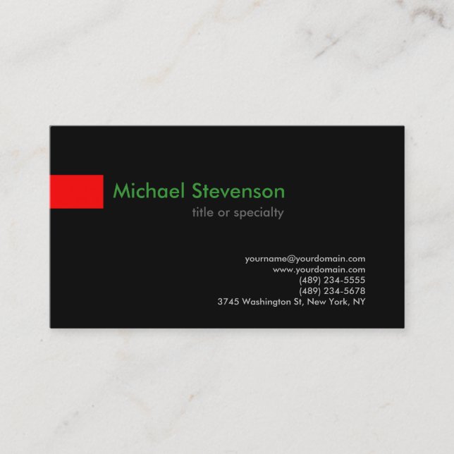 Black Red Grey White Consultant Business Card (Front)