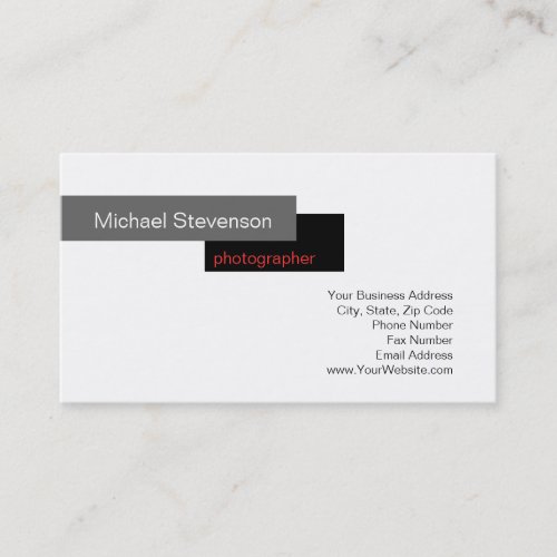 Black Red Grey White Photography Business Card