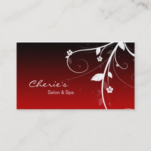 Customizable Black Red Hair / Nail Salon business card
