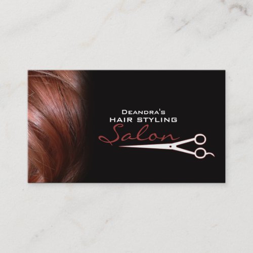 Black Red Hair Salon Appointment Business Card