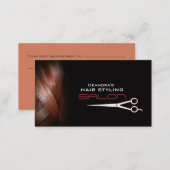 Black Red Hair Salon Appointment Business Card (Front/Back)