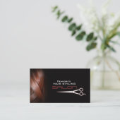 Black Red Hair Salon Appointment Business Card (Standing Front)