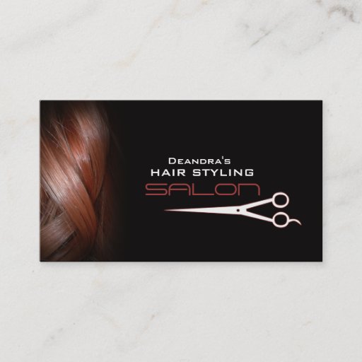 Customizable Black Red Hair Salon Appointment Business Card