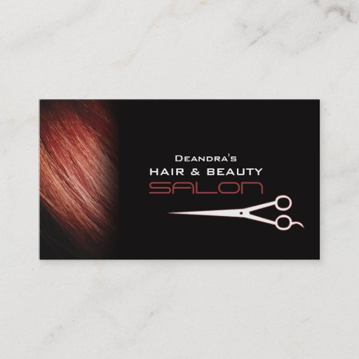 Customizable Black Red Hair Salon Appointment Business Card