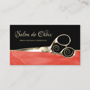 Black Red Hair Stylist Business Card