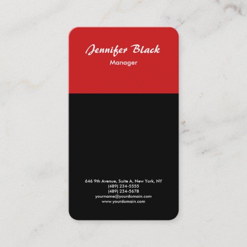 Black Red Handwriting Script Minimalist Modern Business Card