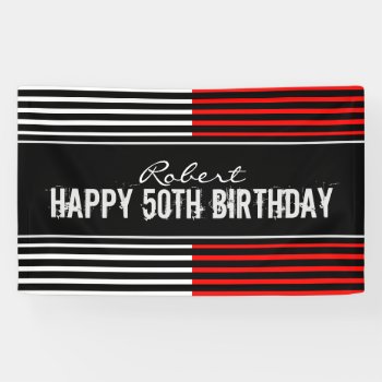 Black & Red Happy Birthday Banner by AllbyWanda at Zazzle