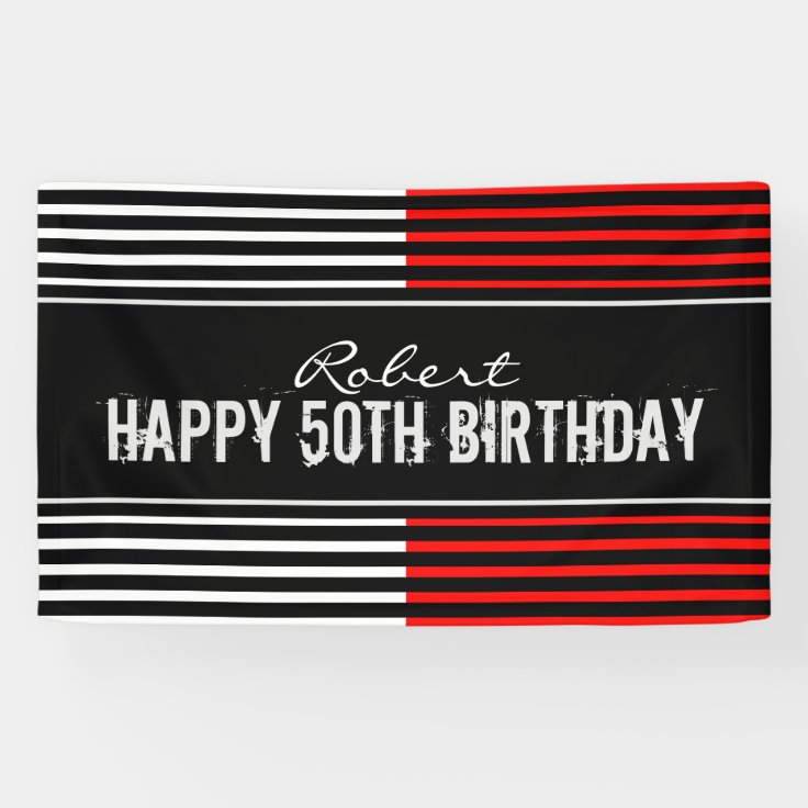 Black & Red Happy Birthday Banner Zazzle