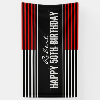 Black &amp; Red Happy Birthday Banner | Zazzle