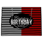 Black &amp; Red Happy Birthday Large Gift Bag at Zazzle