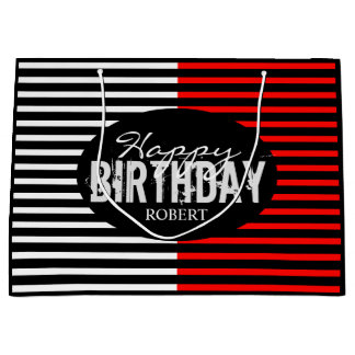 Black & Red Happy Birthday Large Gift Bag