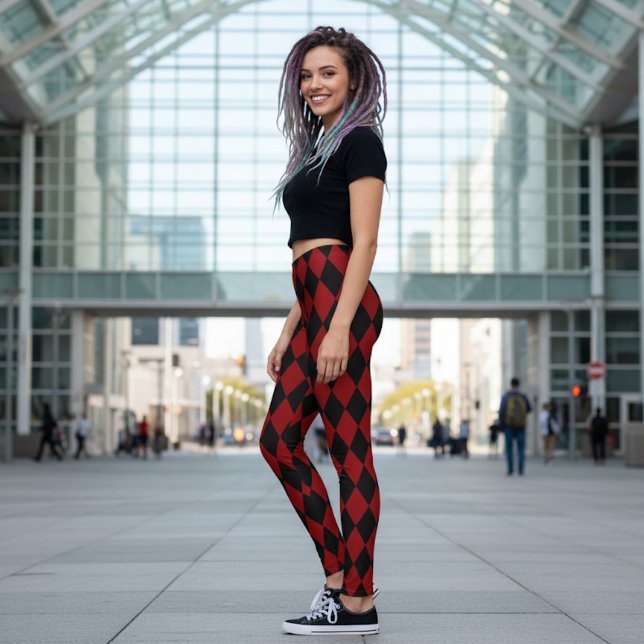 Black & Red Harlequin Pattern Leggings (Creator Uploaded)