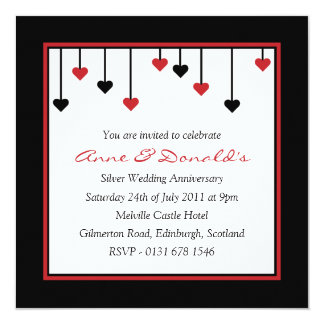 Black & Red Heart Anniversary Party Invitation