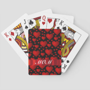 Black Red heart mom text Poker Cards