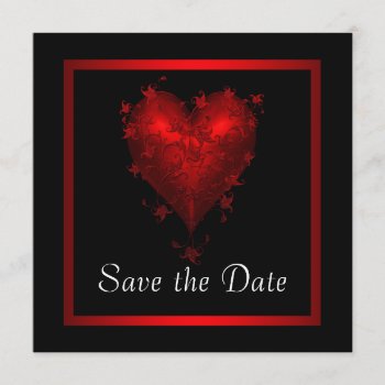 Black Red Heart Save The Date Wedding by InvitationCentral at Zazzle