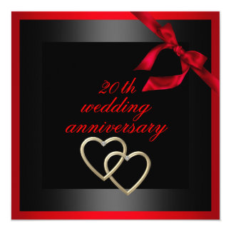 Black & Red Heart wedding anniversary Invite