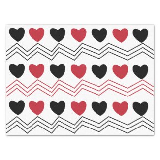 Black Red Hearts Chevron Stripe Pattern