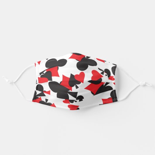 Black, Red, Hearts Club Diamonds Spades Face Mask (Front, Unfolded)