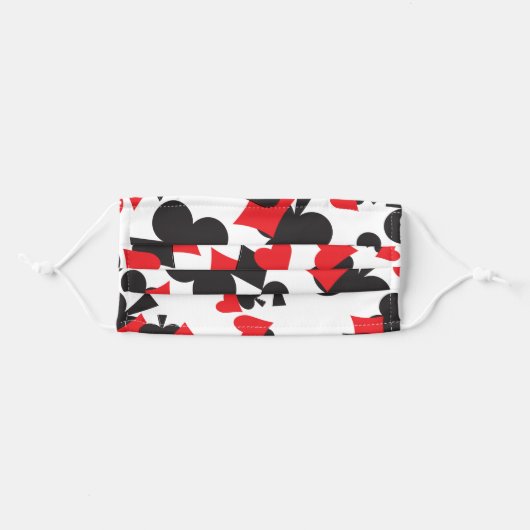 Black, Red, Hearts Club Diamonds Spades Face Mask (Front, Folded)