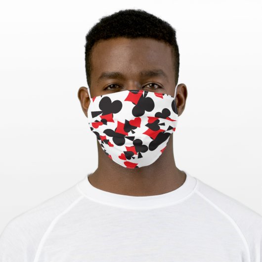 Black, Red, Hearts Club Diamonds Spades Face Mask (Worn)