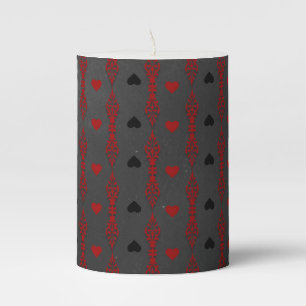 Black Red Hearts Gothic Romantic Valentines Day Pillar Candle