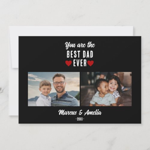 Black Red Hearts Happy Fathers Day 2 Photos  Holiday Card