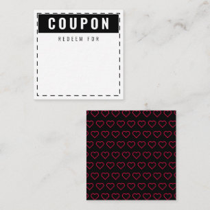Black & Red Hearts Pattern Modern Blank Coupons Note Card