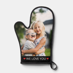 Black Red Hearts We Love You Photo Oven Mitt