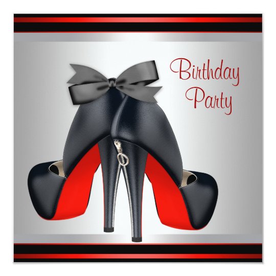 Black Red High Heel Shoes Birthday Party Invitation | Zazzle.com