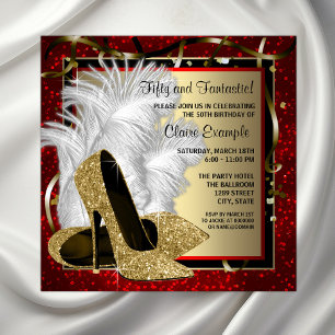 Black Red High Heels Birthday Party Invitation