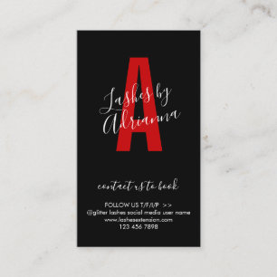 Black Red Icon Makeup Lash Extension Aftercare Business Card