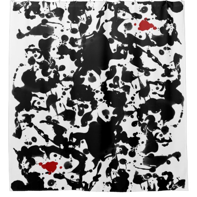 Black & Red Ink / Splatter + your backgr. & ideas Shower Curtain (Front)