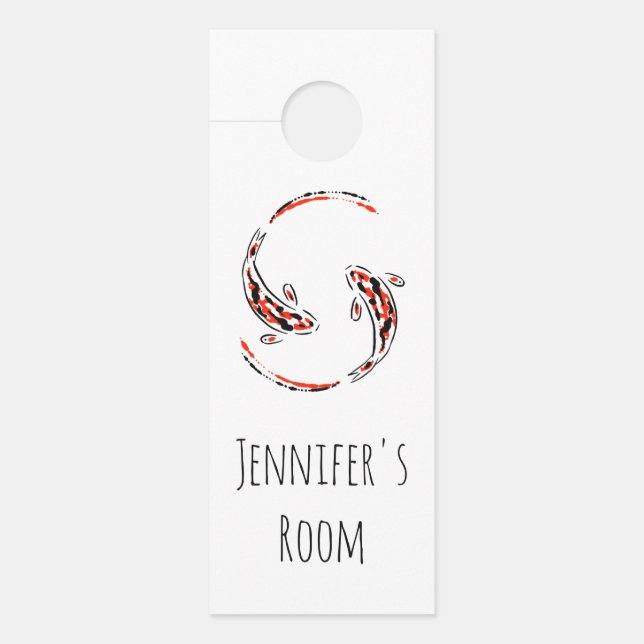 Black & Red Japanese Koi Fish Artistic Door Hanger (Front)