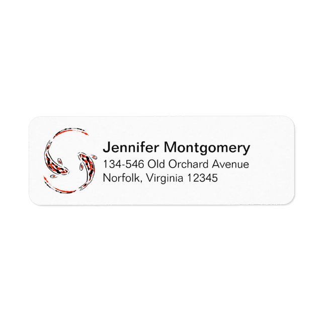 Black & Red Japanese Koi Fish Artistic Label (Front)