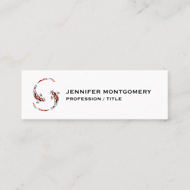 Black & Red Japanese Koi Fish Artistic Mini Business Card (Front)