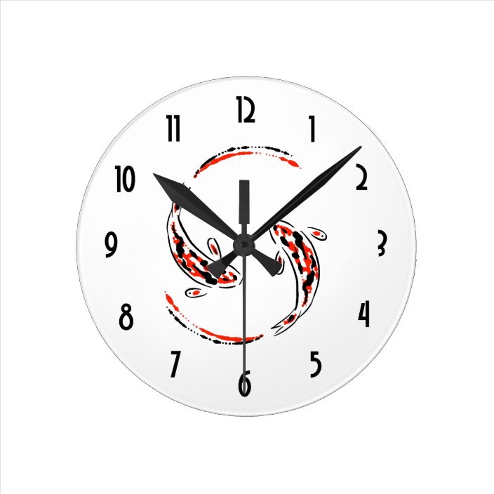 Black & Red Japanese Koi Fish Artistic Round Clock | Zazzle.com