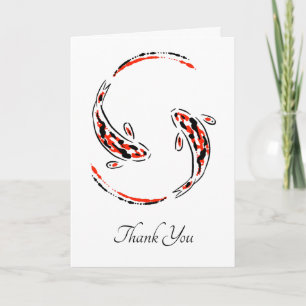 Black & Red Japanese Koi Fish Artistic Thank You Card