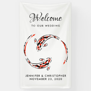 Black & Red Japanese Koi Fish Artistic Wedding Banner