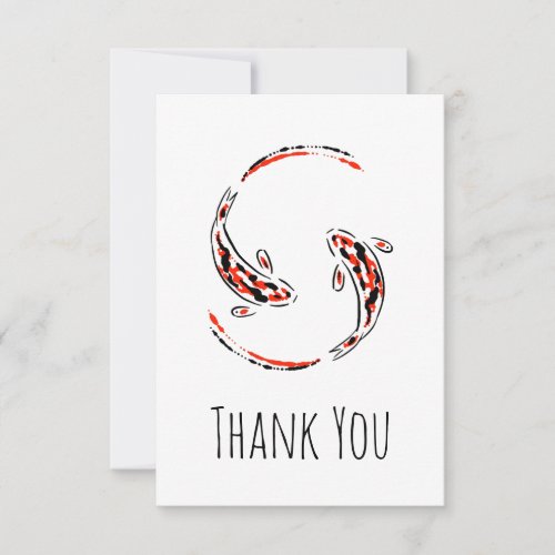 Black  Red Japanese Koi Fish Pair Thank You Card