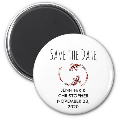 Black  Red Japanese Koi Fish Save the Date Magnet