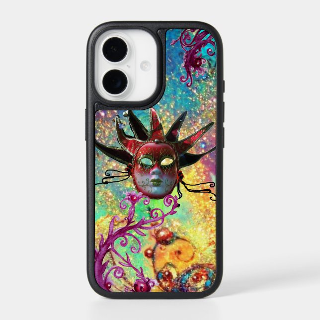 BLACK RED JESTER MASK Carnival Masquerade Masks  Otterbox iPhone Case (Back)