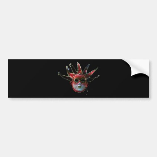 BLACK  RED JESTER MASK Masquerade Party Bumper Sticker