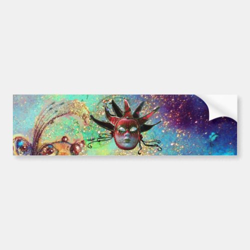 BLACK  RED JESTER MASK Masquerade Party Bumper Sticker